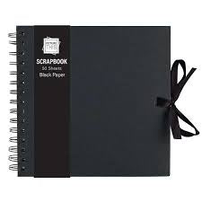 Scrap Book with Ribbon Tie - Medium Black