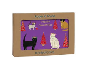 Pretty Paws: Set of 8 Foiled Christmas Cards with Envelopes