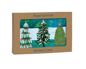 Winter Forest: Set of 8 Foiled Christmas Cards with Envelopes