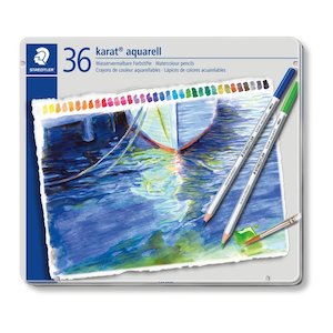 Books: Staedtler Karat Aquarell Tin of 36 Watercolour Pencils