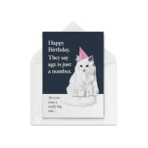 Greeting card: Luna Cat Grumpy Birthday