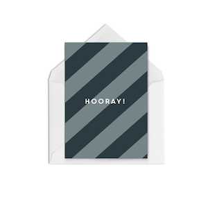 Greeting card: Hooray! Grey