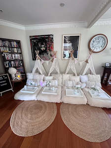 Petite Cream Dream Teepee Slumber Party Hire - Wellington