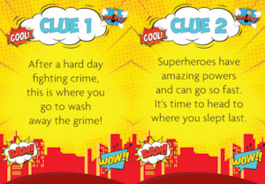 SUPERHERO TREASURE HUNT - SUPERHERO PARTY GAME