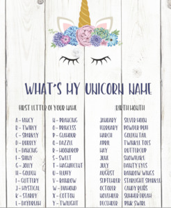 WHAT'S YOUR UNICORN NAME PARTY GAME