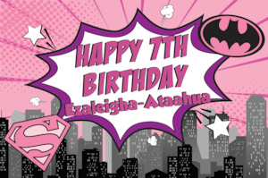 Internet only: PINK SUPERHERO STANDARD PERSONALISED PARTY BOX