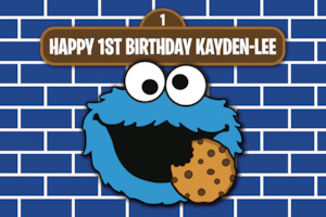 COOKIE MONSTER STANDARD PERSONALISED BACKDROP