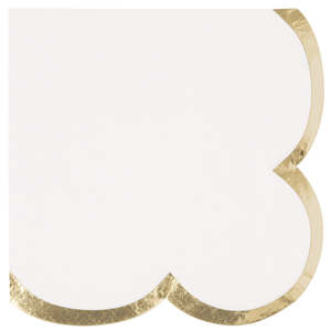 White With Gold Scalloped Edge Napkins