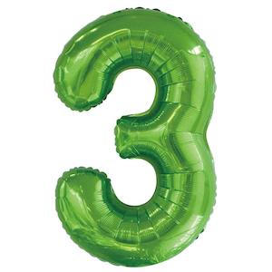 Lime Green Giant Foil Number Balloon - 3