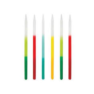 Internet only: Tall Bright Ombre Dipped Party Candles 12pk