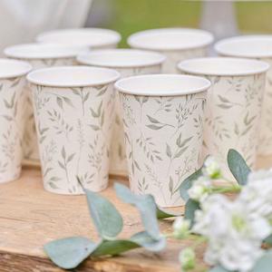 White & Green Botanical Cups 8pk