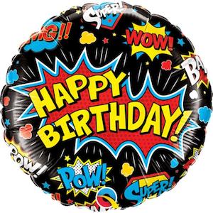 Internet only: Superhero Birthday Black Foil Balloon