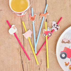 Farm Animals Party Paper Straws 16pk