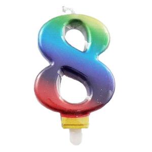 Metallic Rainbow Candle - Number 8