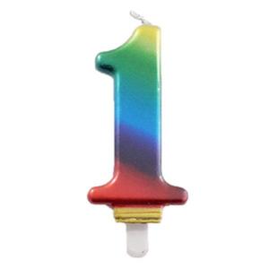 Metallic Rainbow Candle - Number 1