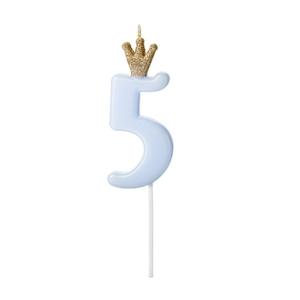 Blue Number 5 Crown Candle