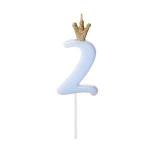 Internet only: Blue Number 2 Crown Candle