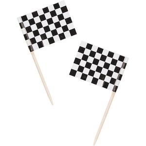 Black & White Checkered Flag Picks 50pk