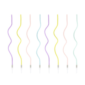 Curly Pastel Birthday Candles 8pk