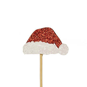 Glitter Santa Hat Cupcake Topper 12 pk