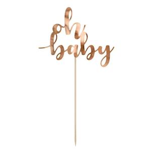 Internet only: Rose Gold Oh Baby Cake Topper