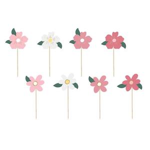 Flower Cake & Cupcake Toppers 8pk