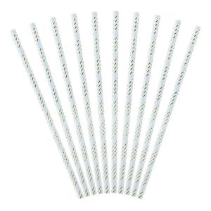 Light Blue & Gold Straws 10pk