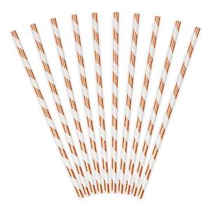 Rose Gold Striped Straws 10pk