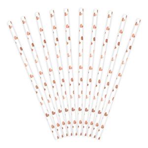 Rose Gold Heart Straws 10pk