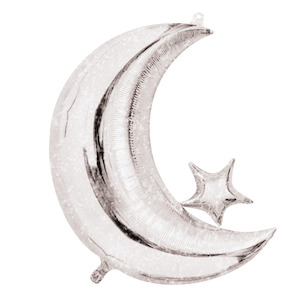 Silver Moon and Star Shaped Metallic Balloon