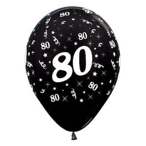 Black 80th Birthday Balloons