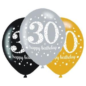 Sparkling 30th Birthday Balloons 6pk