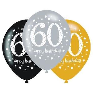 Sparkling 60th Birthday Balloons 6pk