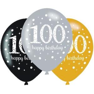 Sparkling 100th Birthday Balloons 6pk