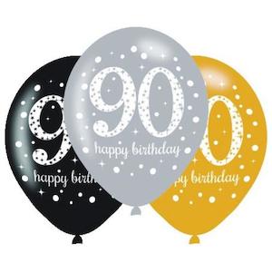 Sparkling 90th Birthday Balloons 6pk