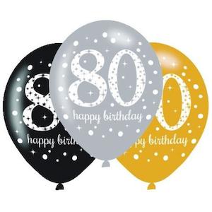 Internet only: Sparkling 80th Birthday Balloons 6pk