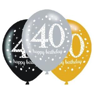 Internet only: Sparkling 40th Birthday Balloons 6pk