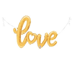 Gold Love Script Foil Balloons