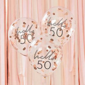 Internet only: Hello 50 Rose Gold Confetti Balloons 5pk