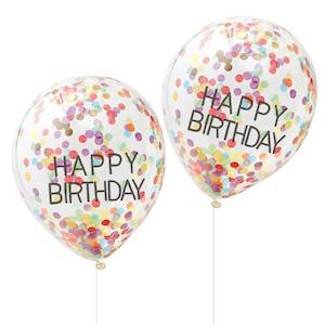 Internet only: Happy Birthday Rainbow Confetti Balloons 5pk