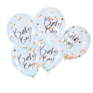 Blue Baby Boy Baby Shower Confetti Balloons 5pk