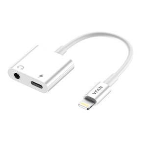 Telephone including mobile phone: Lightning to Lightning + Mini Jack 3.5mm AUX, Audio Adapter Cable