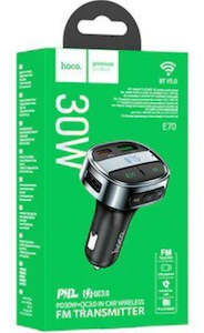 Telephone including mobile phone: Hoco E70 PD30W + QC3.0 Car Charger with Wireless FM Transmitter