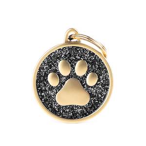 My Family Shine Gold Cirle Black Paw Large