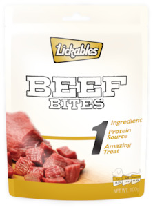 Wholesaling, all products (excluding storage and handling of goods): LICKABLES 1 BEEF BITES 100G