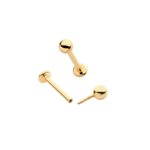 14Kt Yellow Gold Internally Threaded Labret