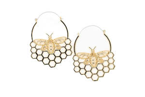 Gold Plated Cut Out Bee in Beecom Hoops