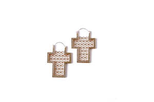 Gold Plated Filigree Cross  Hoops