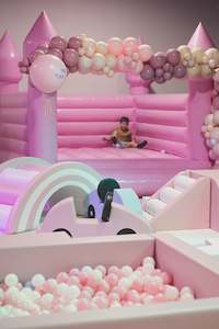 Function equipment renting, leasing or hiring: Pink Bounce House