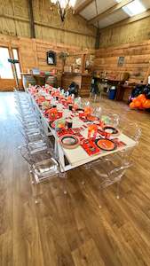 Function equipment renting, leasing or hiring: Clear Ghost Chairs